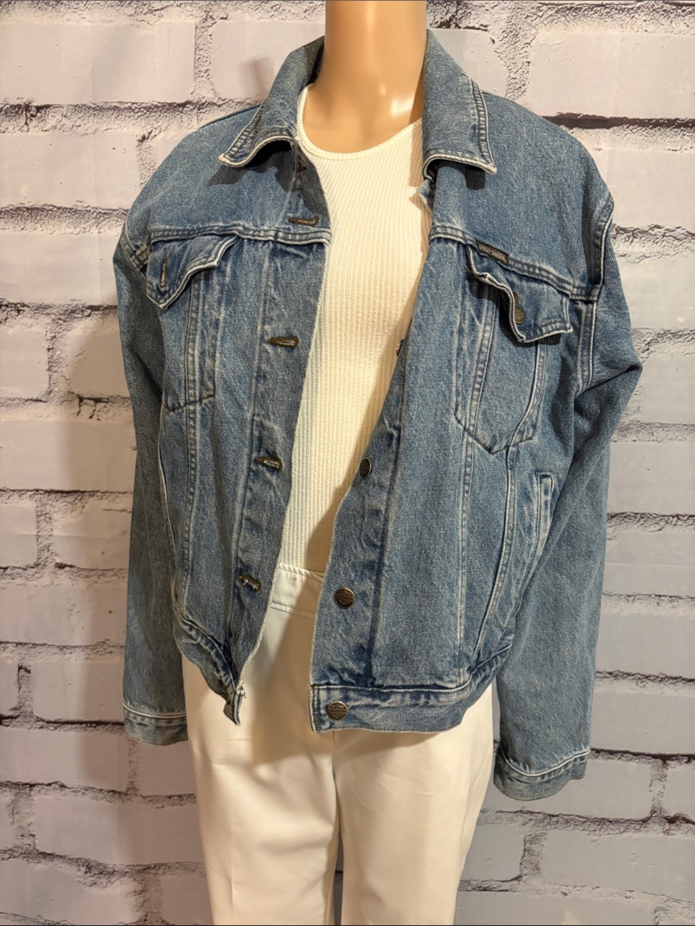 Vintage Harley Davidson Men’s Jean Jacket Size Large